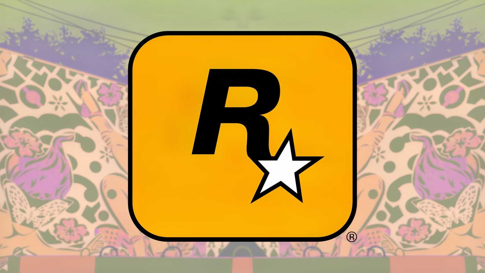 Rockstar Games' logo, GTA 6 illustration.