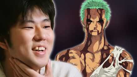 a picture of One Piece creator Eiichiro Oda and Roronoa Zoro preparing for their final transformation