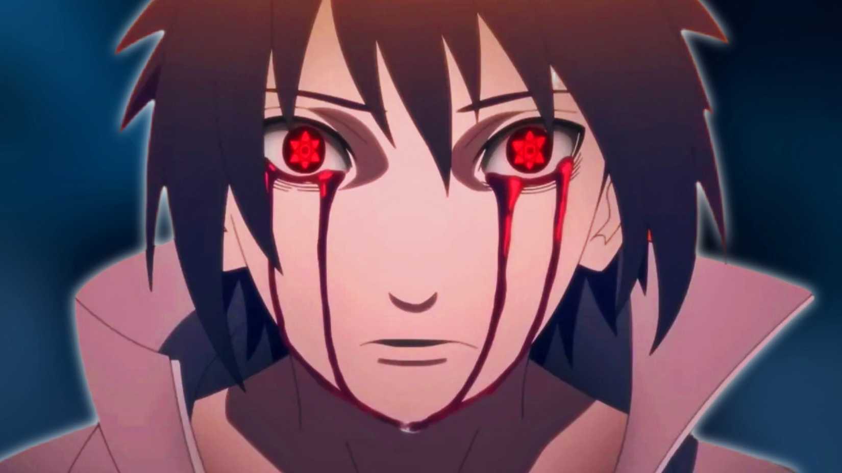 An image of Sasuke Uchiha from Naruto using his God Level Jutsu