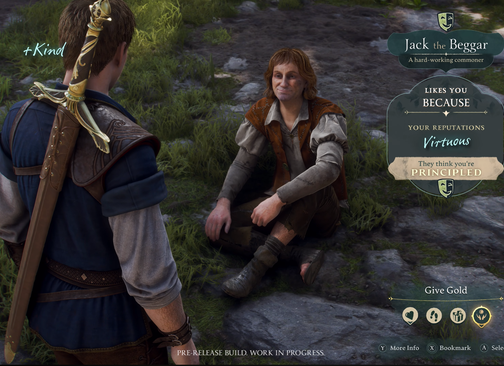 Fable Gameplay Demo Trailer Screenshot showing the reputation system