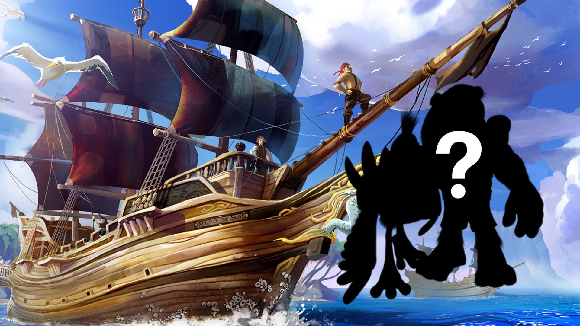 Sea of ​​Thieves pirate ship with blacked out image of Banjo and Kazooie
