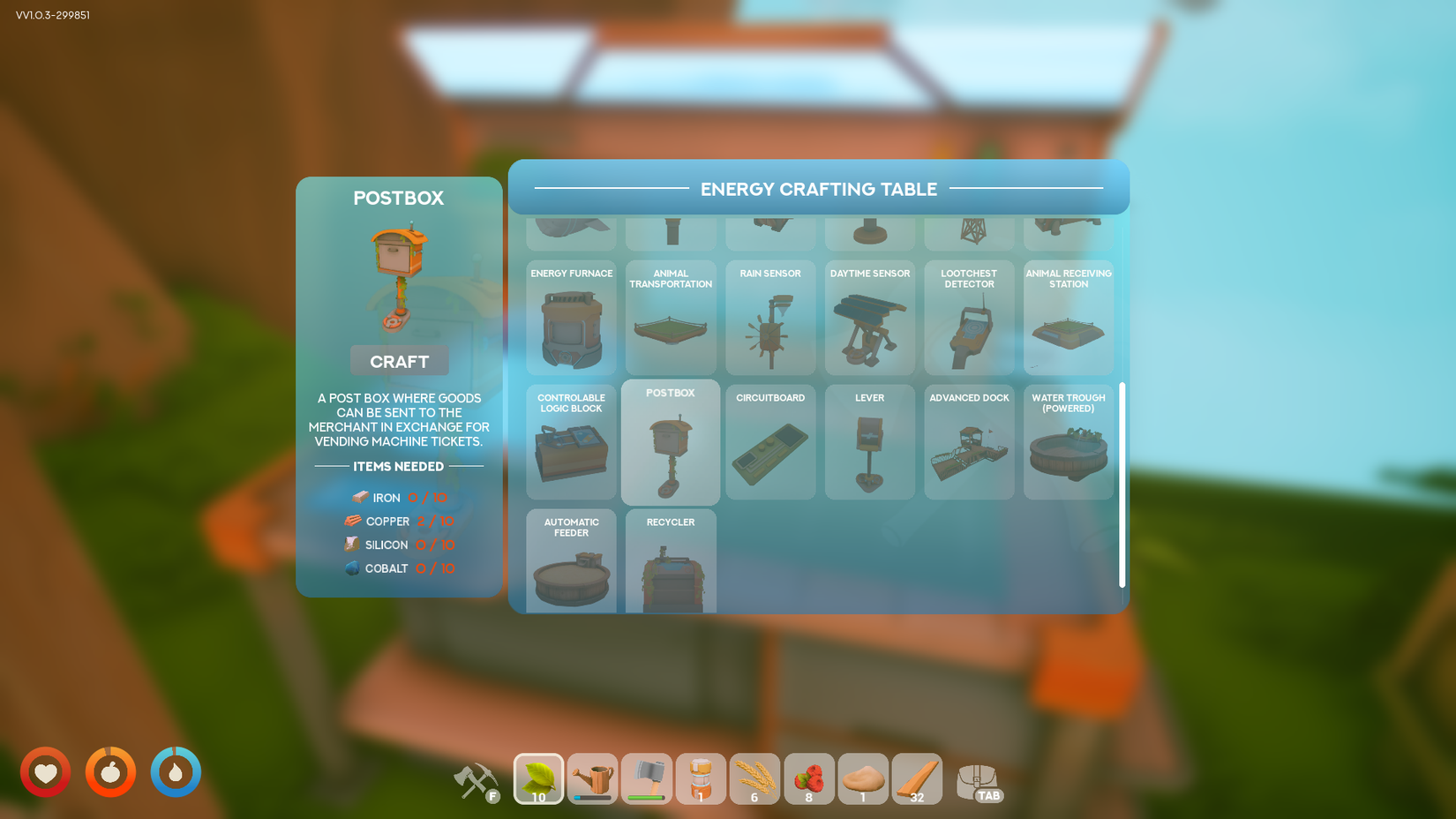 solarpunk postbox recipe energy table