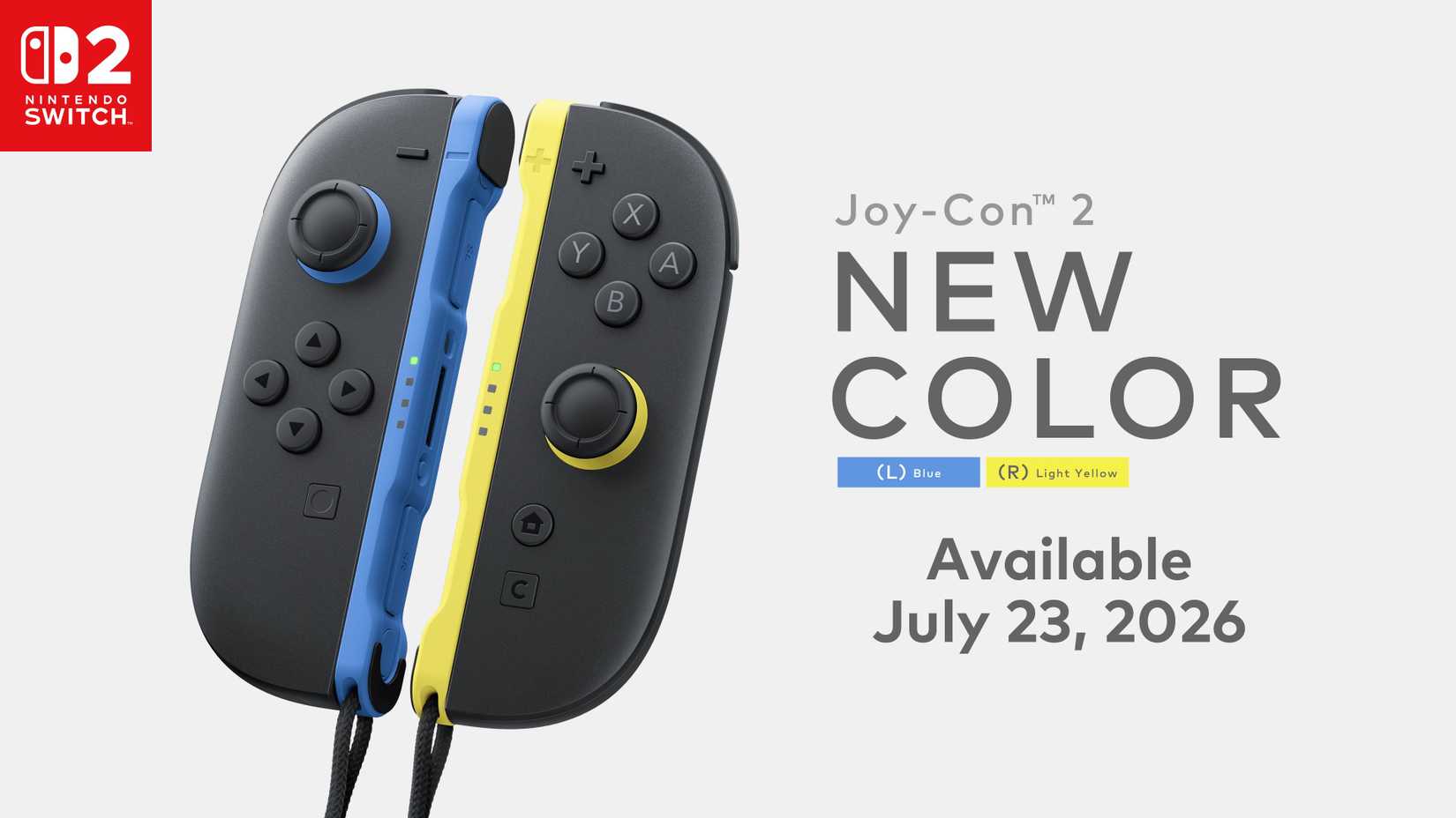 Splatoon Raiders Joy-Con controllers on a white background with release date