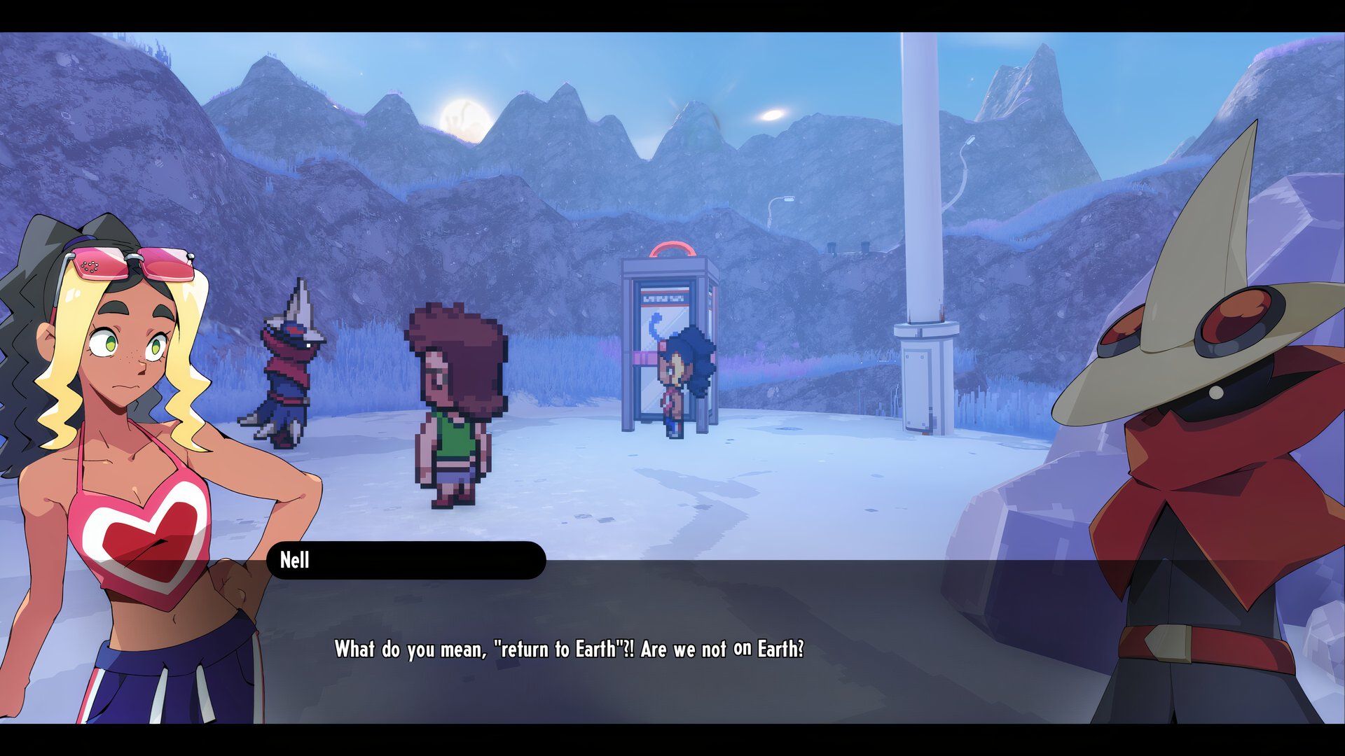 An early-game example of dialogue from Cassette Beasts 2002.