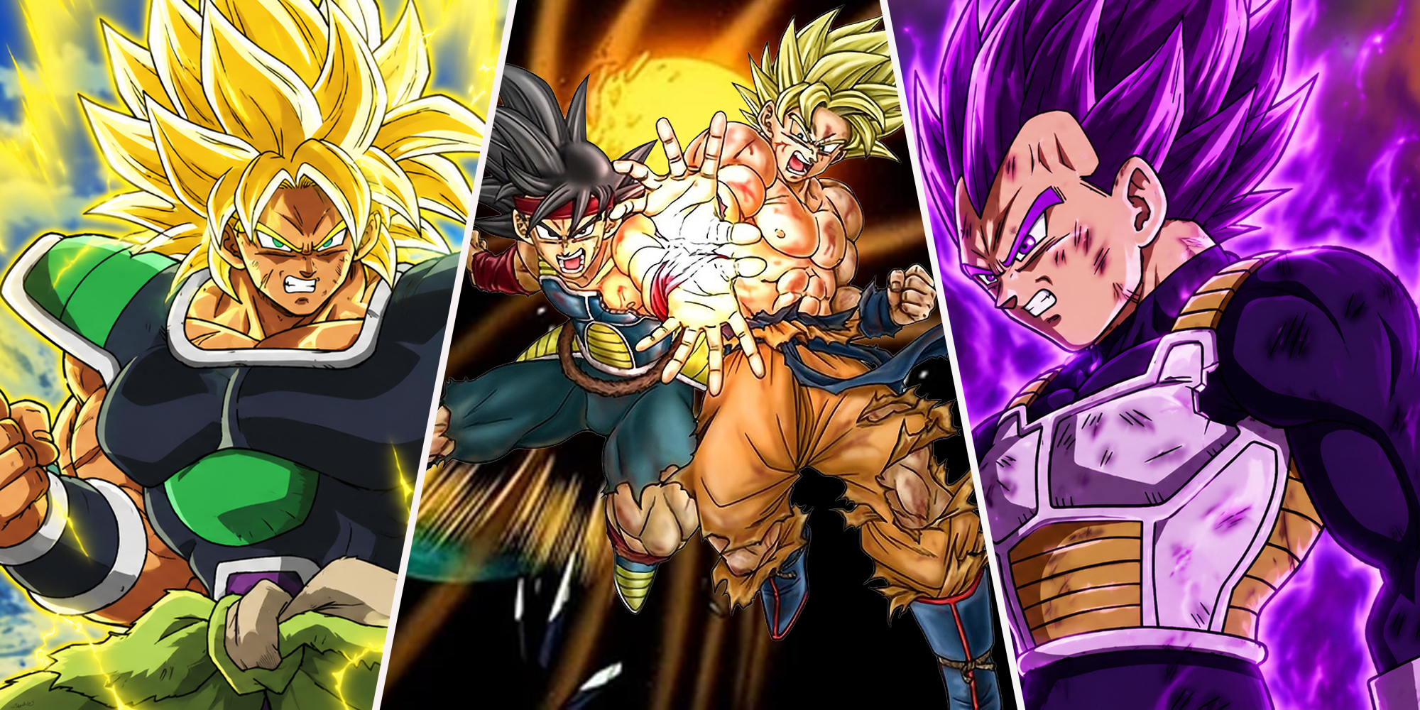 Super Saiyan Broly, Bardock, SSJ Goku and Ultra Ego Vegeta