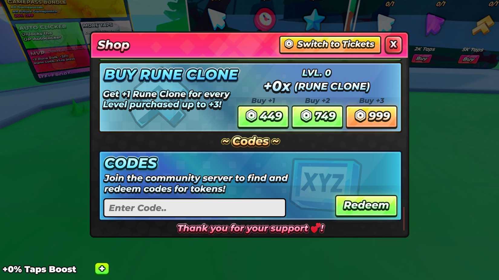 Tap Incremental Codes
