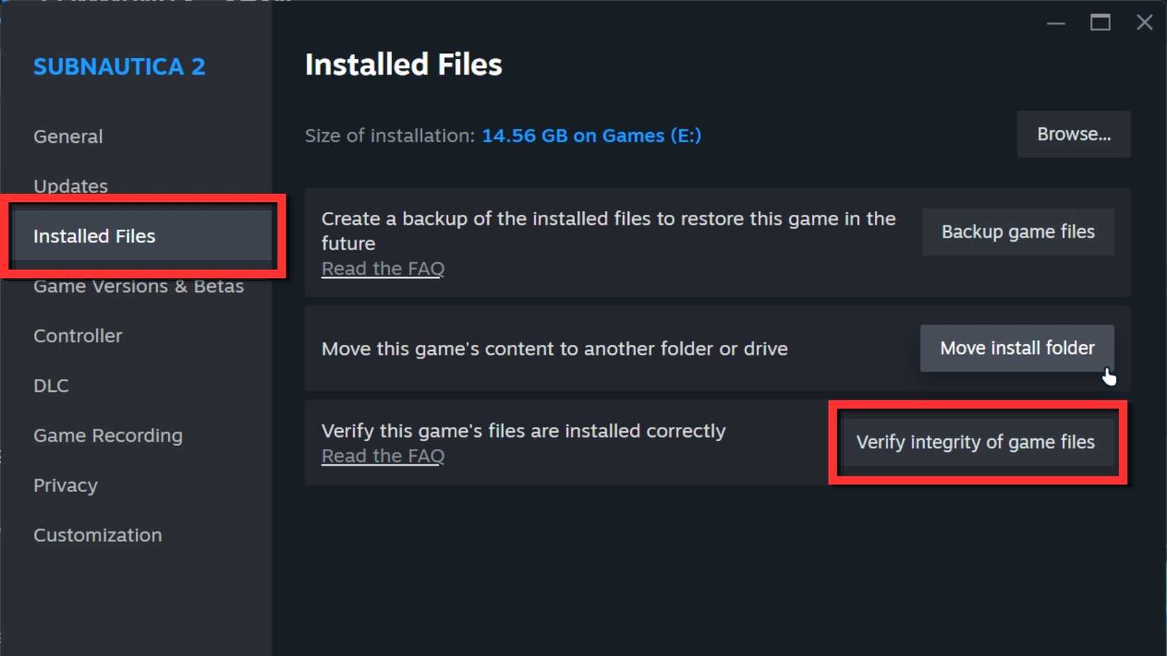 Verify the integrity of Steam files
