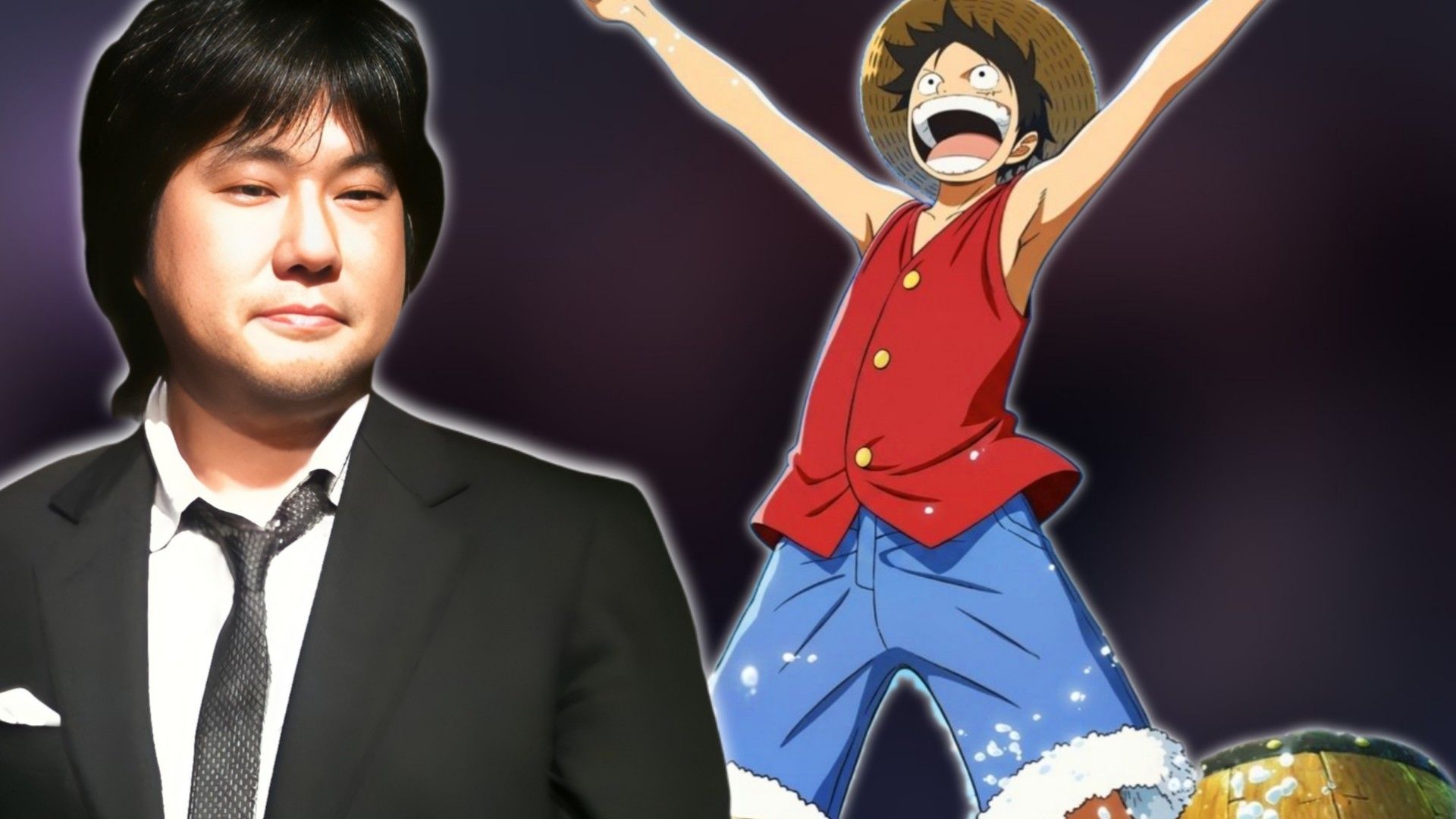 An image of One Piece creator Eiichiro Oda next to Monkey D. Luffy in the new trailer for Wit Studio and Netflix's The One Piece anime remake.