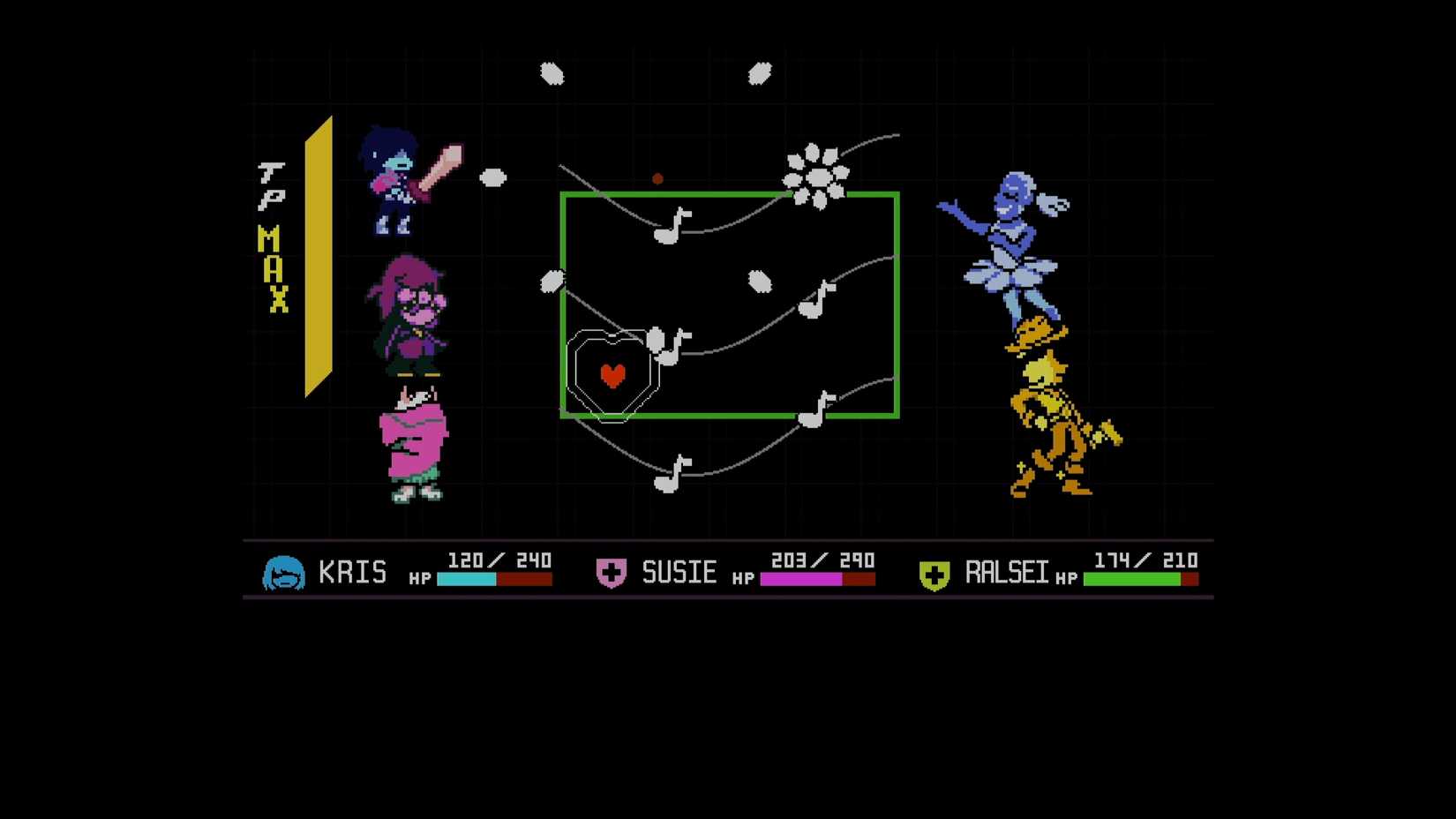 yellow and blue boss fight attacks in deltarune chapter 5
