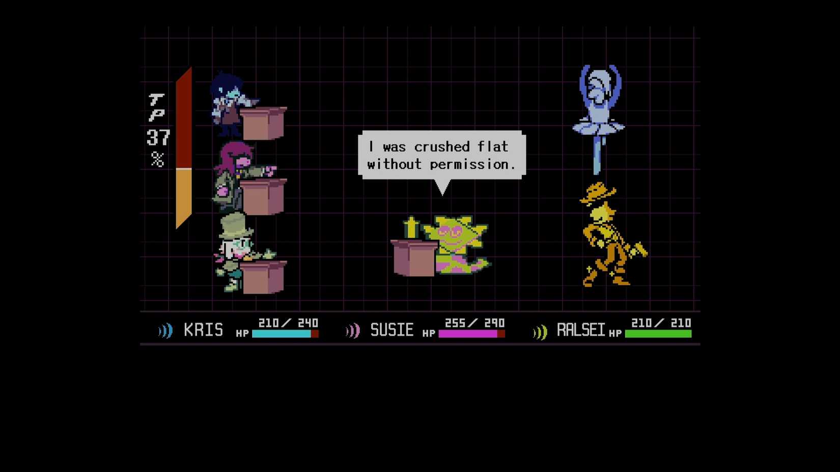 yellow and blue boss fight deltarune chapter 5