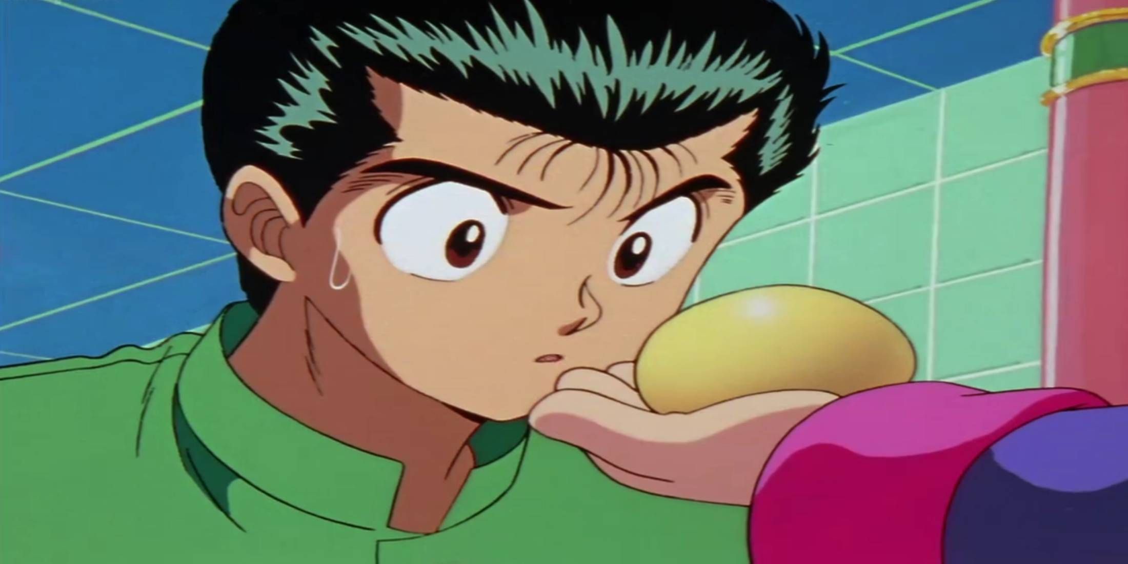 Yu Yu Hakusho Episode 2 Koema giving a spirit egg to Yusuke
