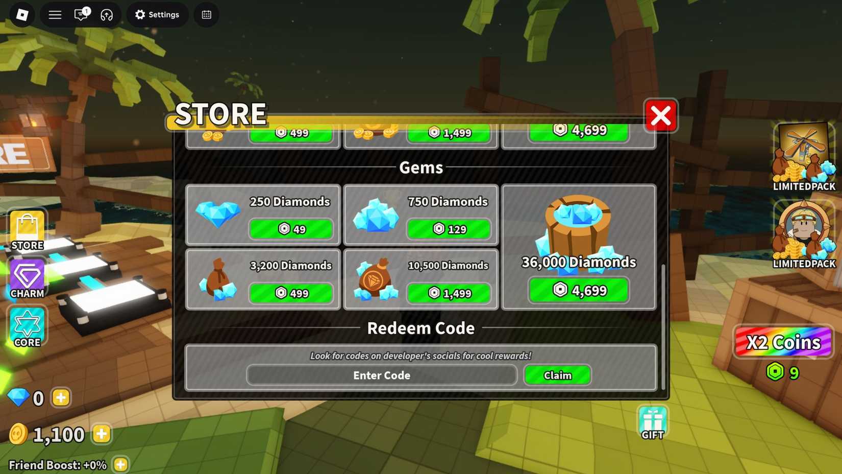 zombie island codes tab