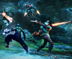A Destiny 2 image of Guardians fighting enemies in the Lawless Frontier