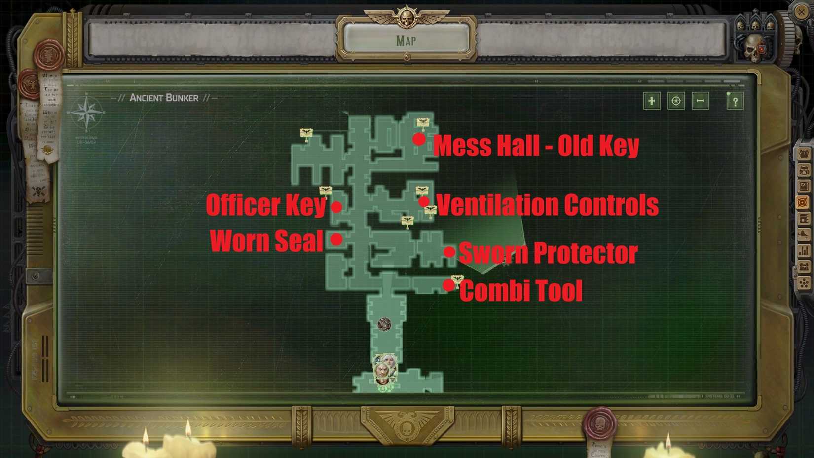 Rogue Trader Ancient Bunker Items Map