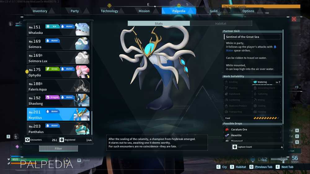 Palworld Neptilius stats
