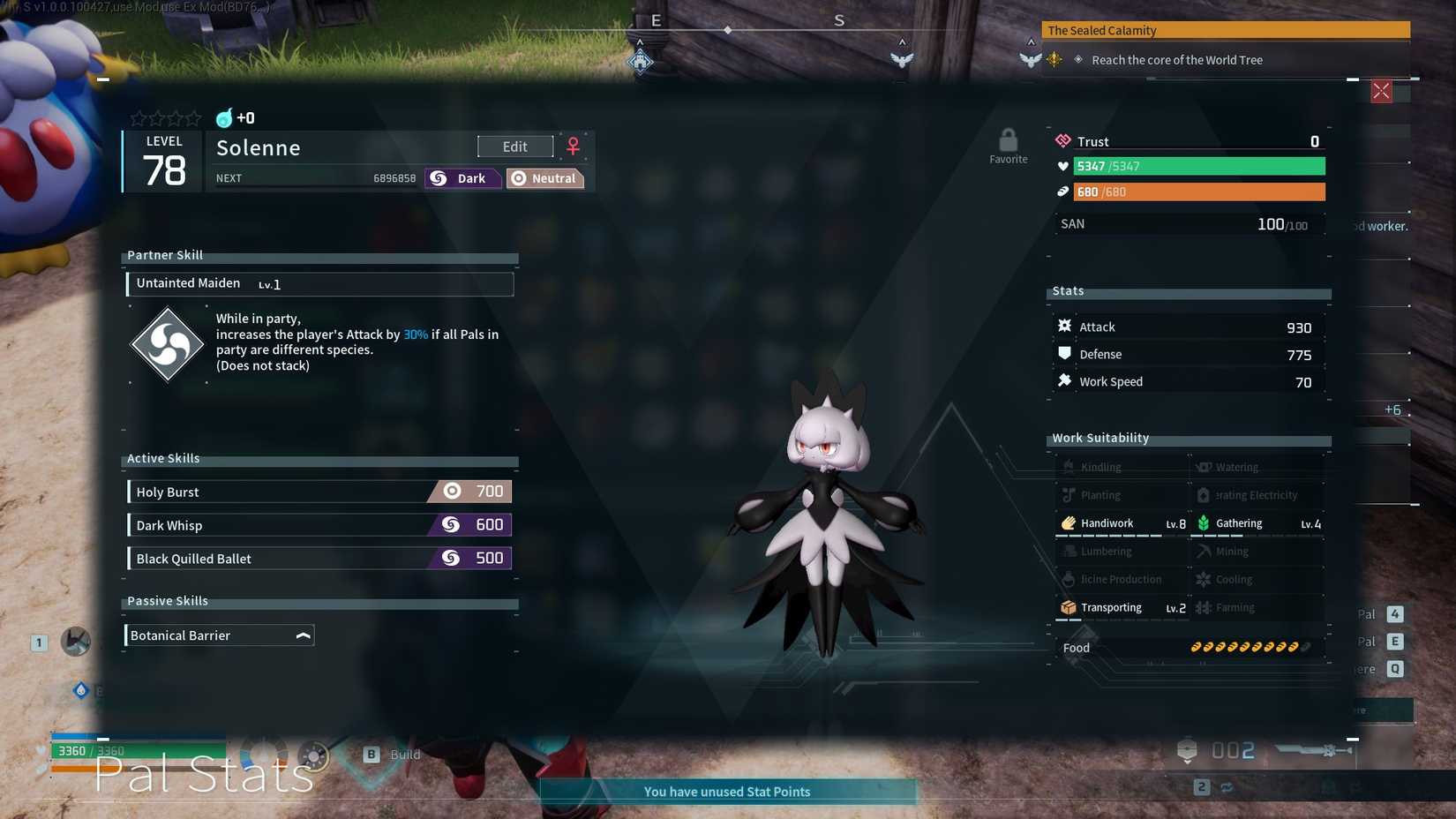 Palworld Solenne stats