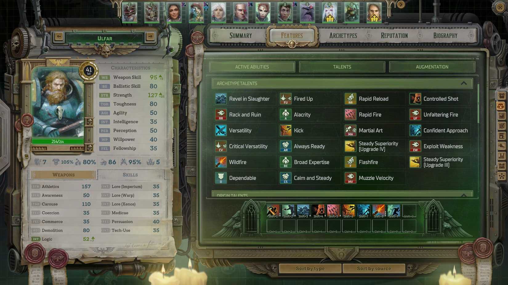 Rogue merchant Ulfar Talents
