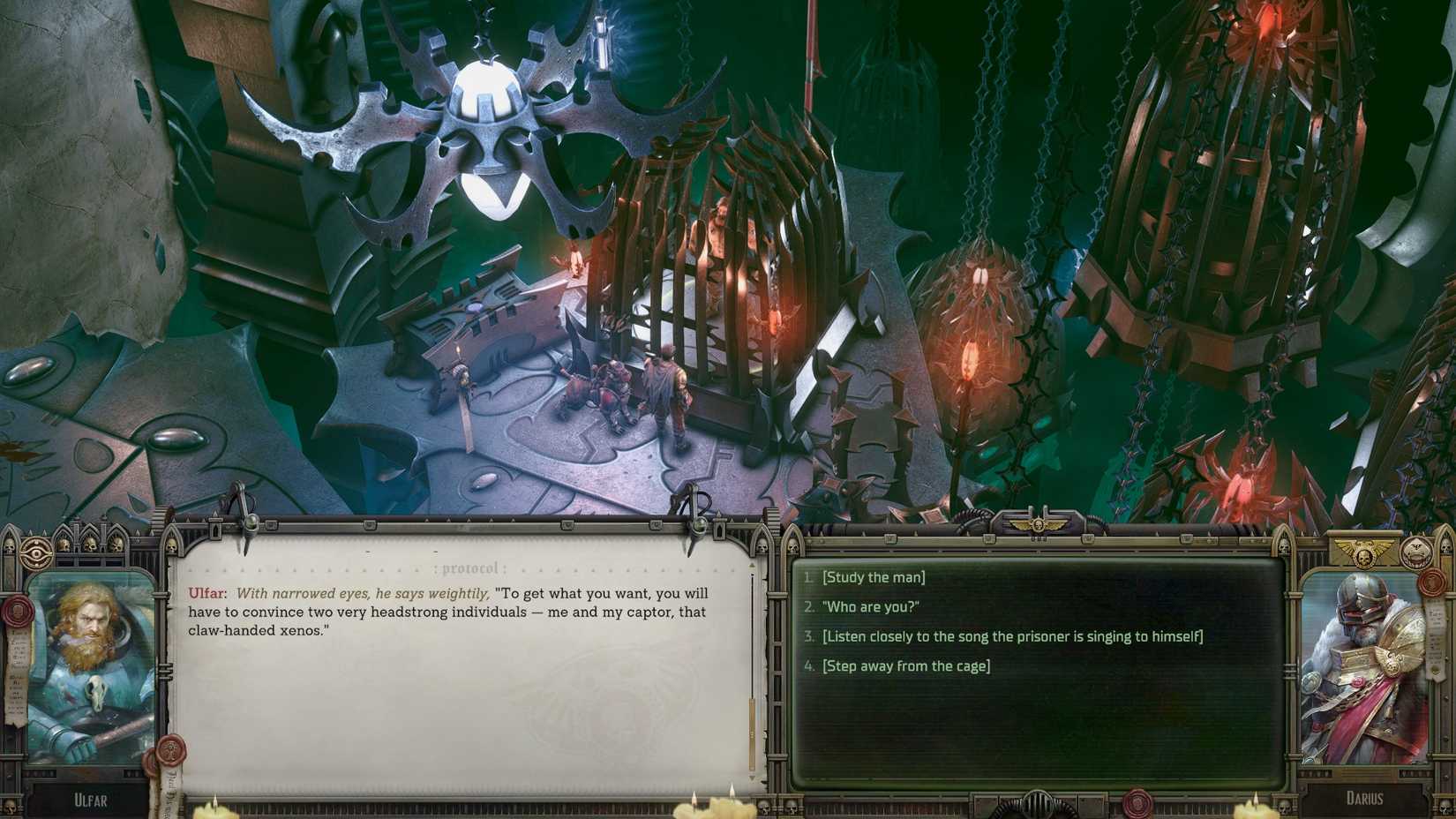 Rogue Trader Ulfar caged