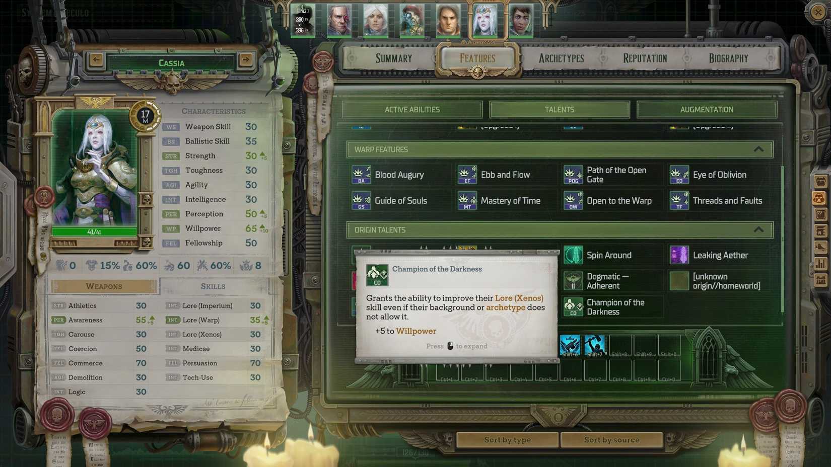 Rogue Trader Champion of the Darkness description