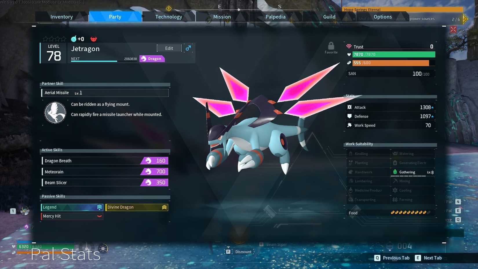 Palworld Jetragon Stats