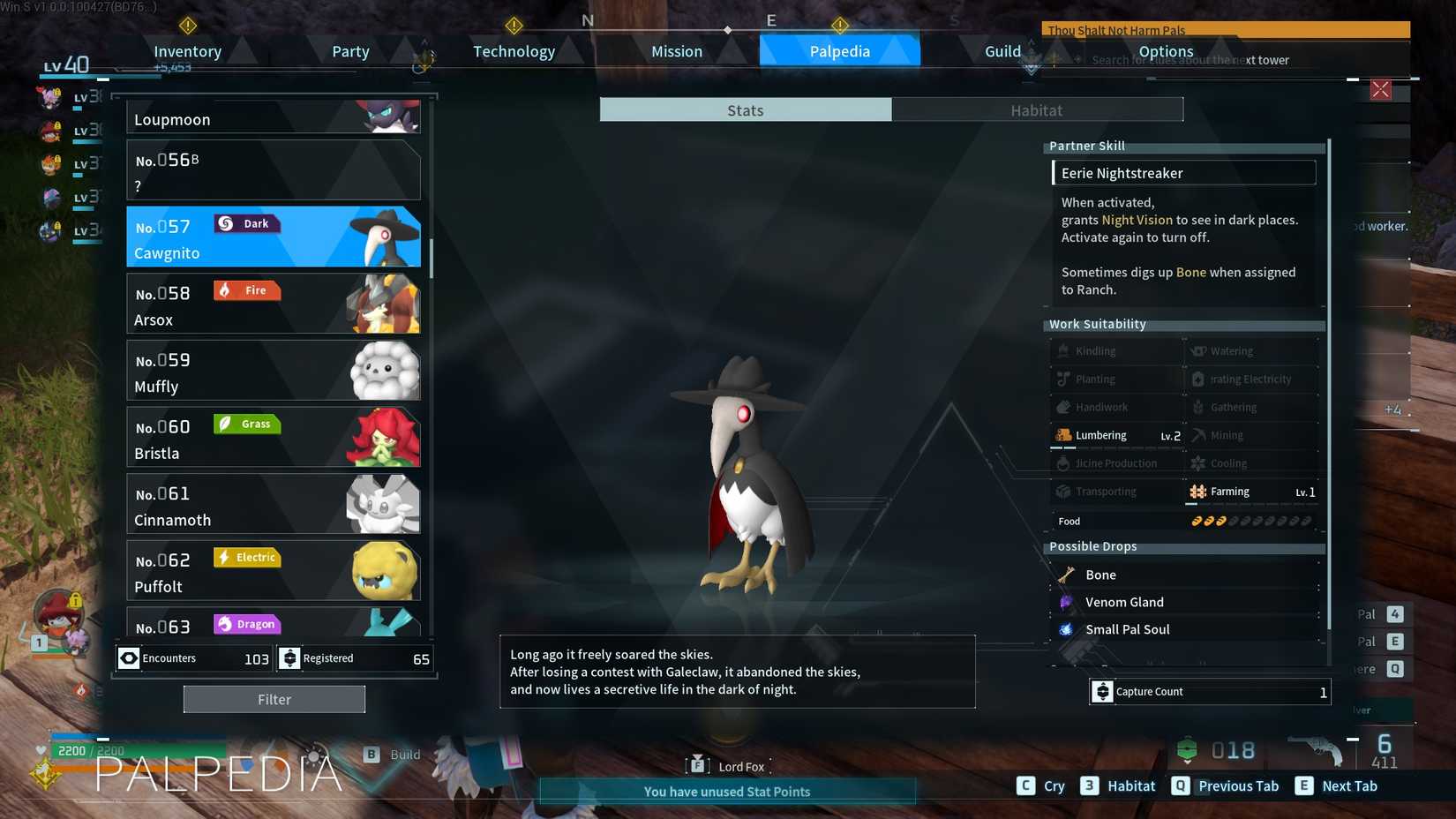 Palworld Cawgnito Venom Gland drops