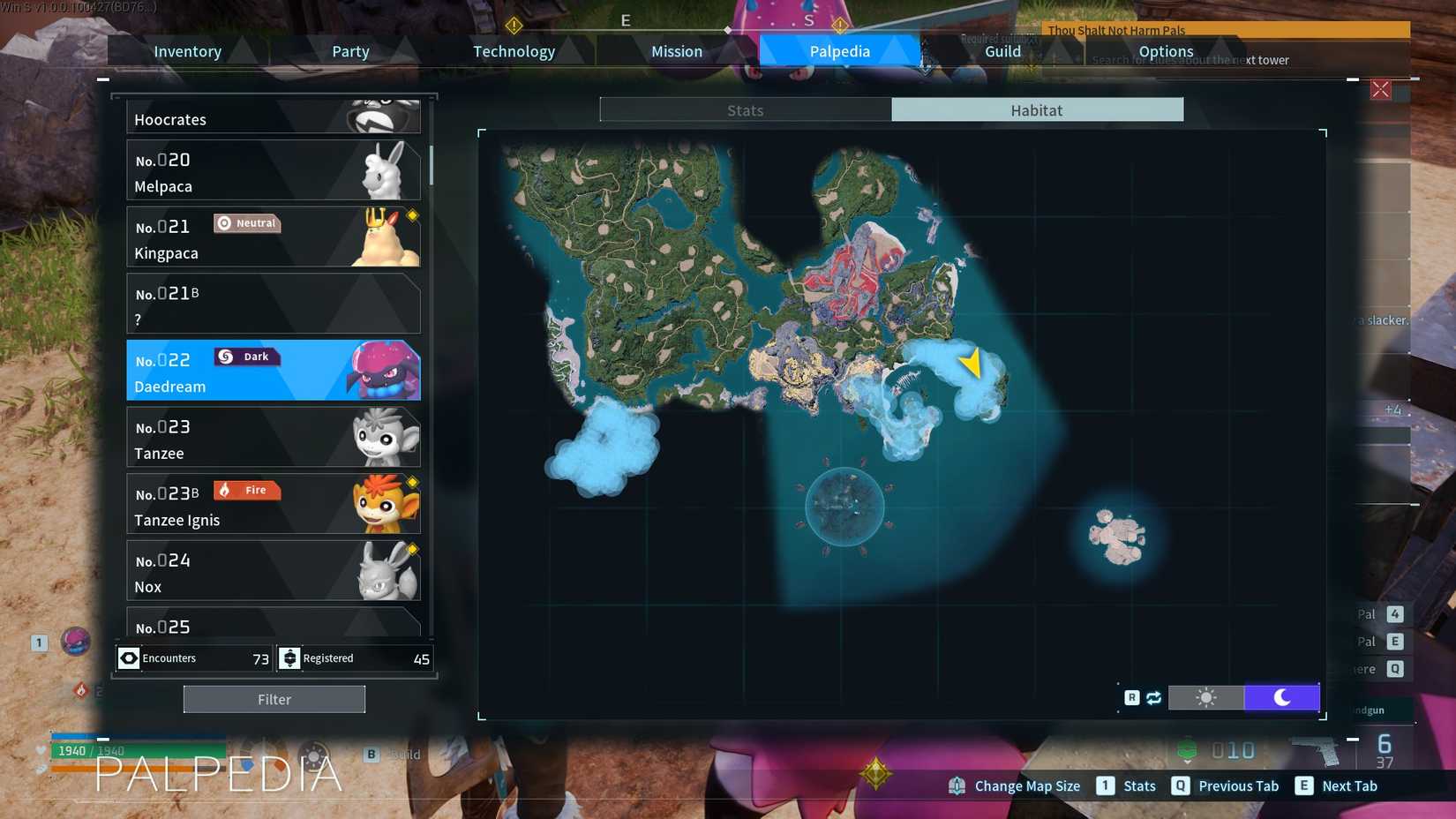 Palworld Daedream map habitat