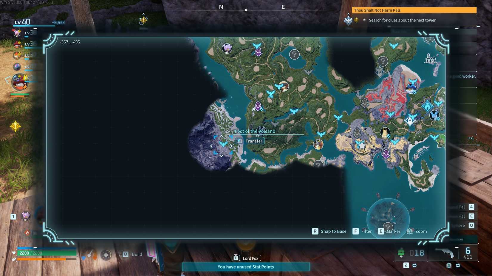Palworld Foot of the Volcano map location