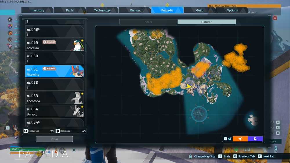 Palworld Nitewing habitat map