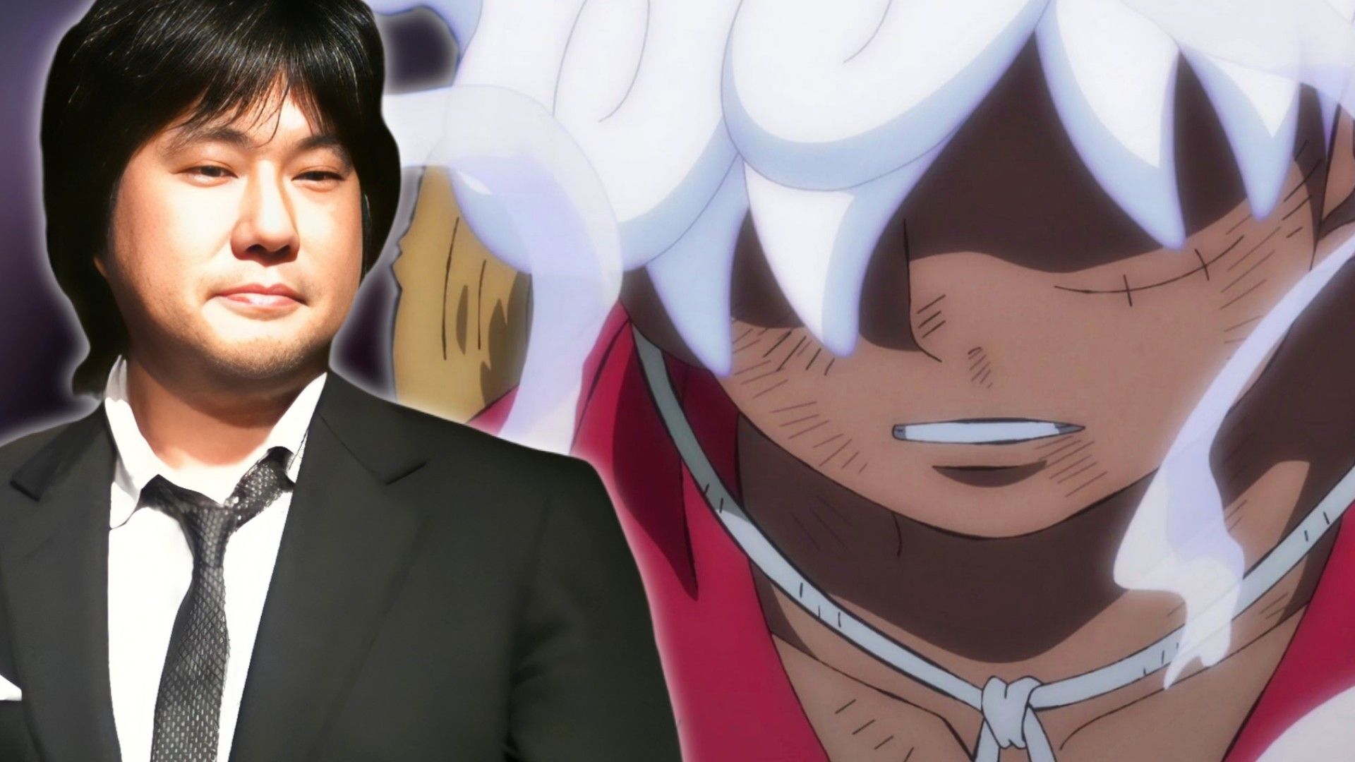 Image of Eiichiro Oda and Sun God Nika from One Piece