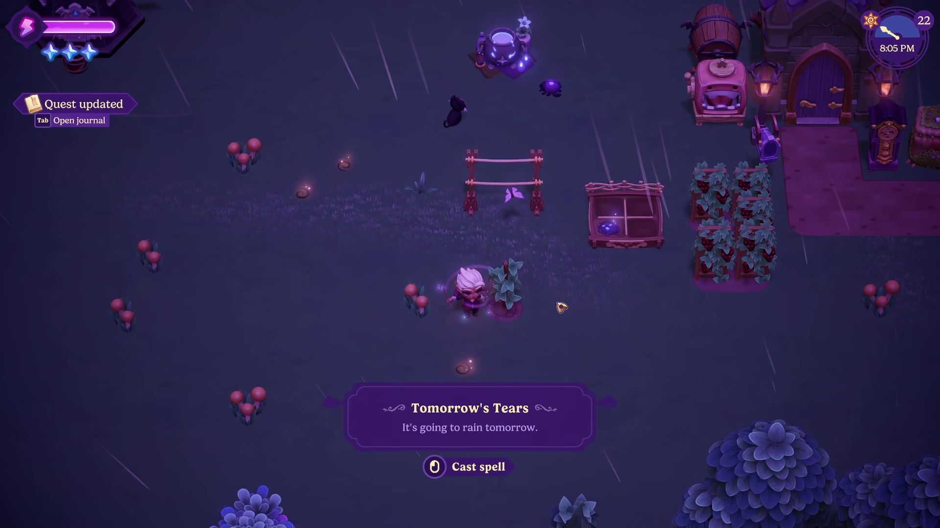 a touch of magic quest in moonlight peaks Use a Spell to make it rain (2)