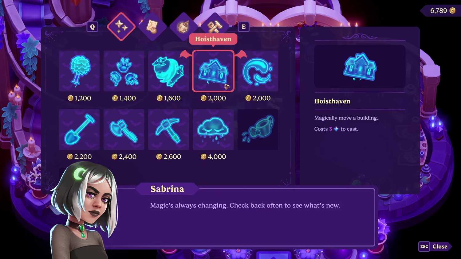a touch of magic quest in moonlight peaks Use a Spell to move your house