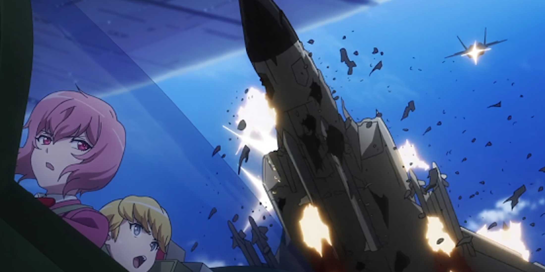 Aria avoids an enemy jet by hiding under another target.