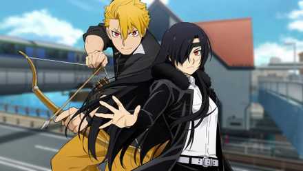 Asa and Yoru standing together as they prepare to fight an opponent.