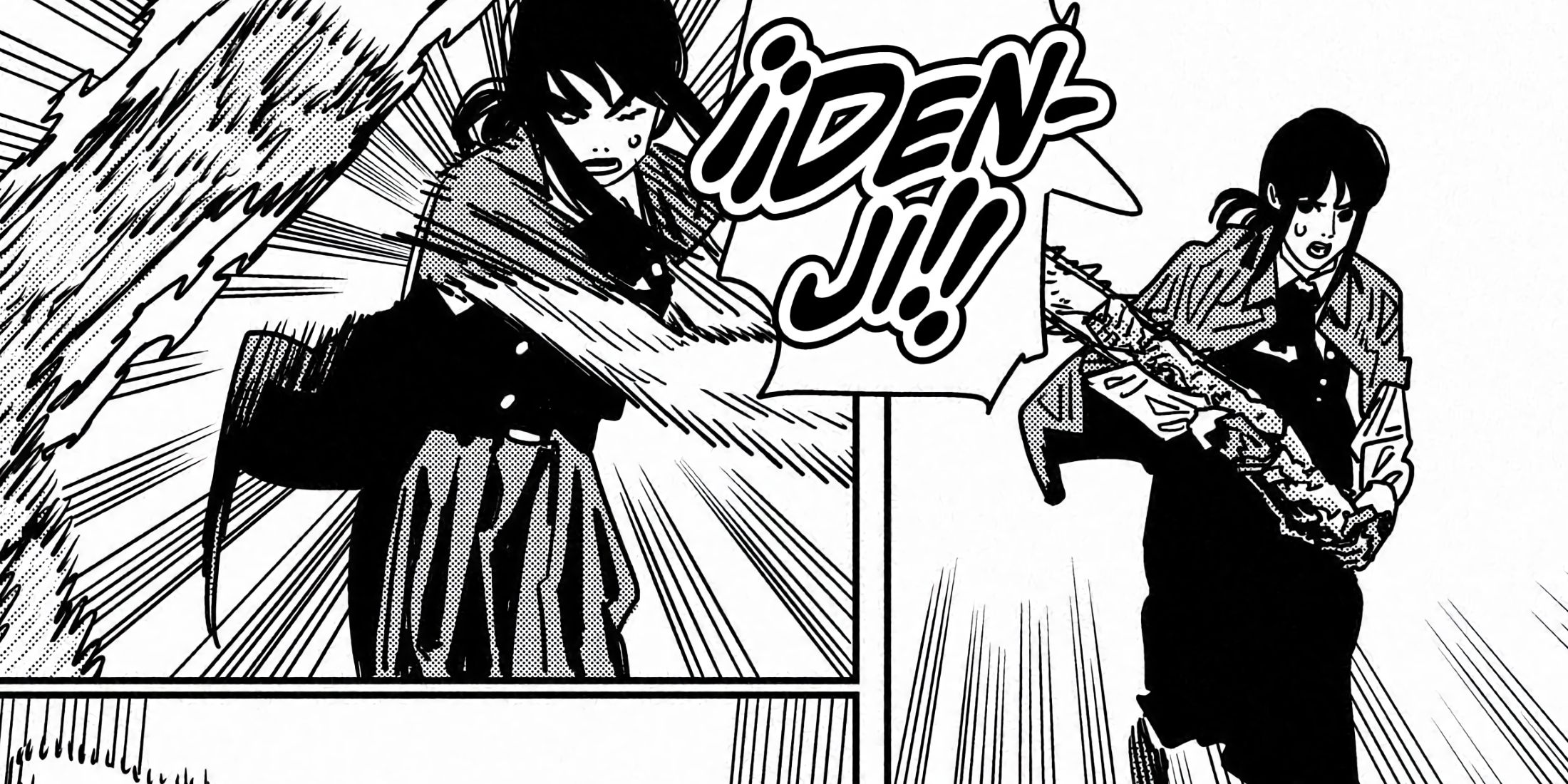 Asa throws Denji's arm to him so he can reattach it