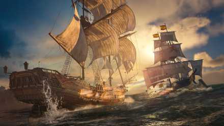 Two ships sail the seas in Asssassin's Creed Black Flag Resynced