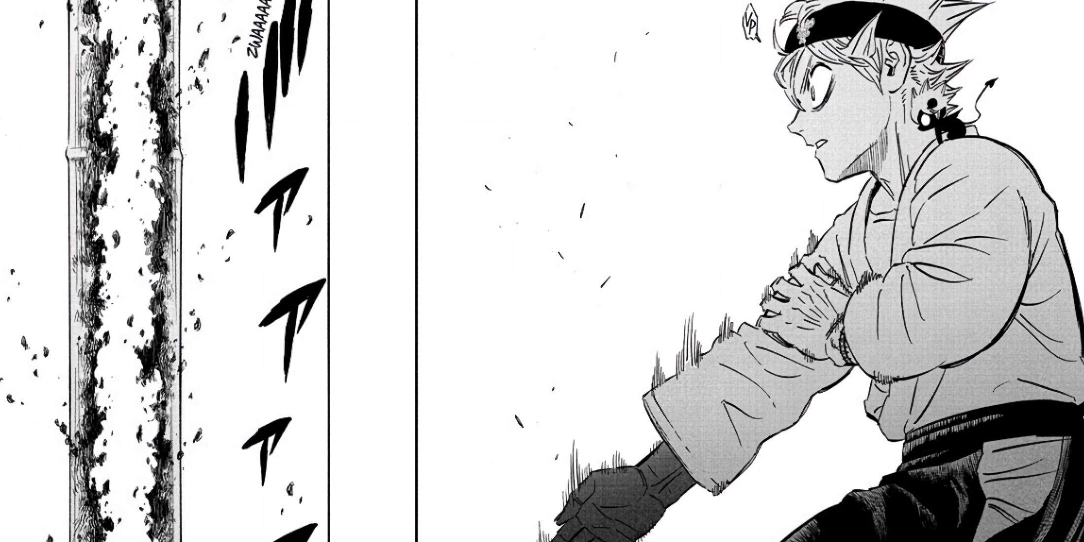 Asta awakens Zetten, destroying the bamboo from the inside out.