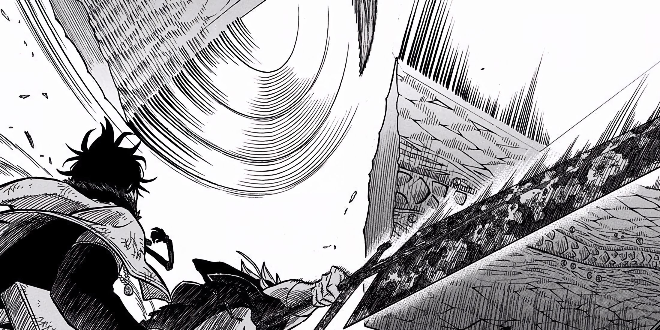 Asta breaks Mars' sword with a single slash from his.