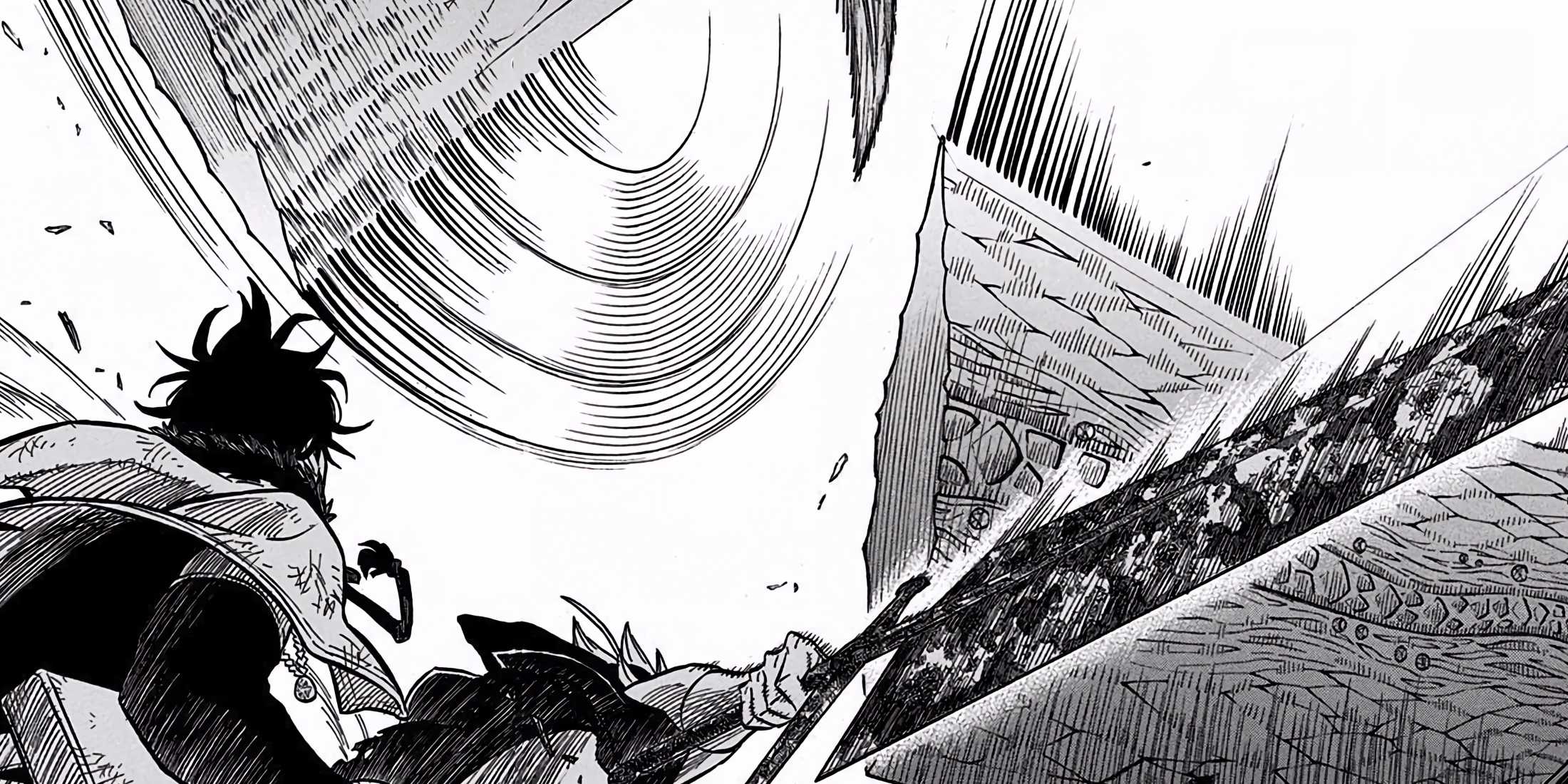 Asta breaks Mars' sword with a single slash from his.