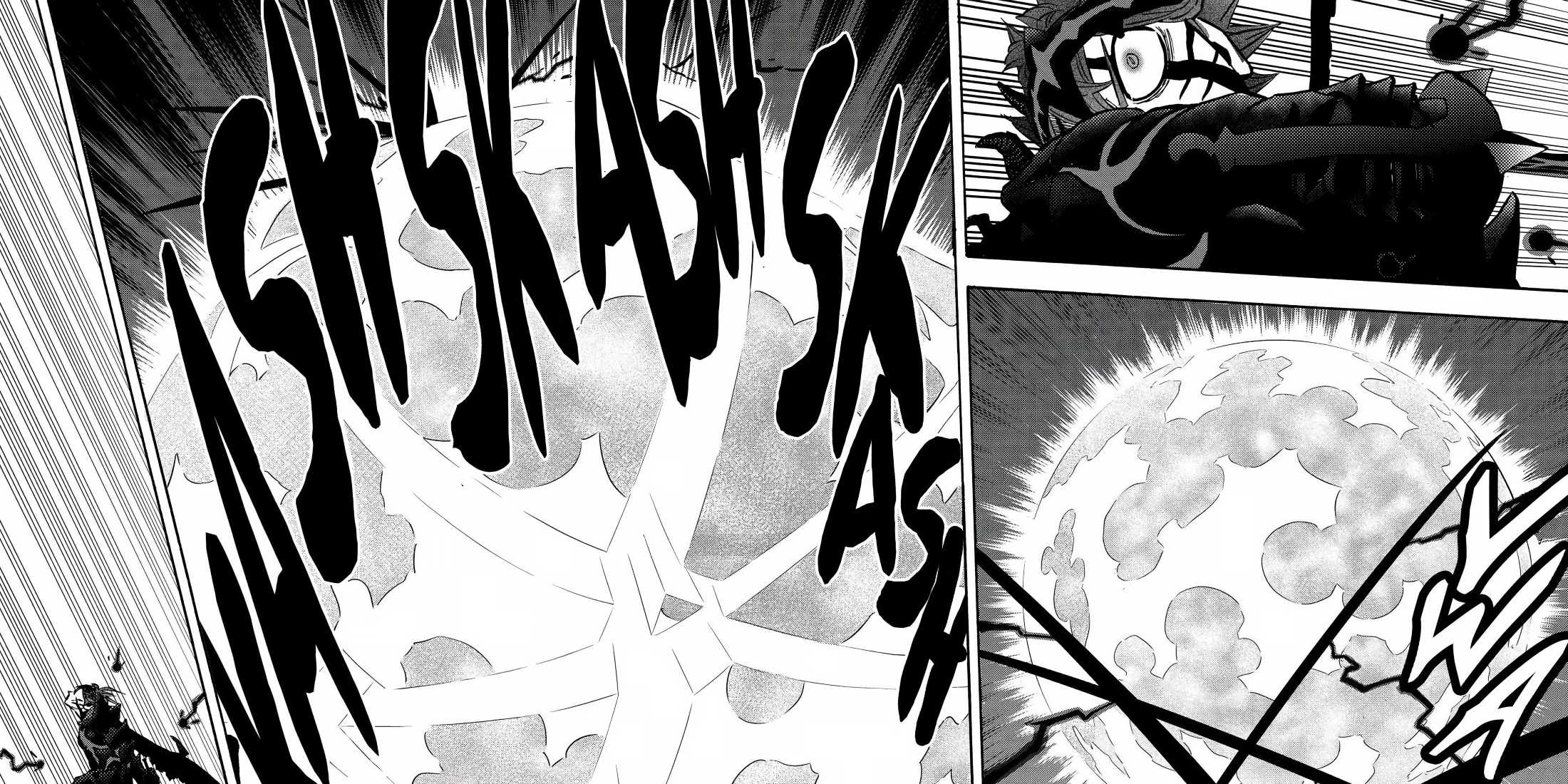 Asta charges his Slash as he approaches the monster.