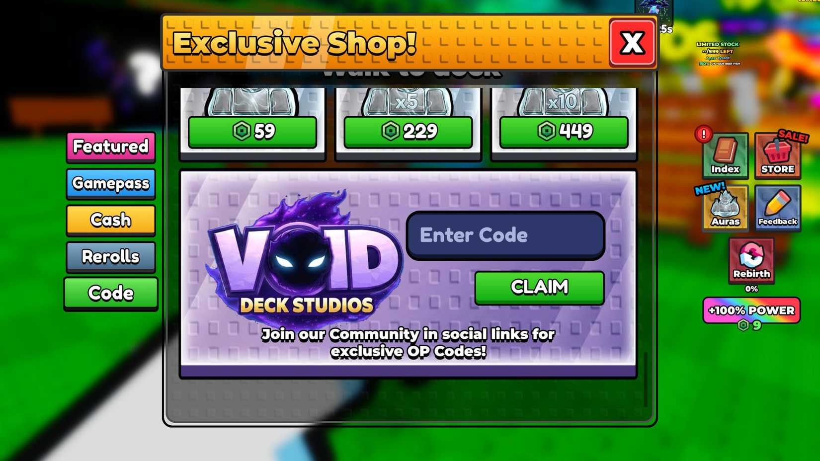 Become a Fish Bait Code Tab