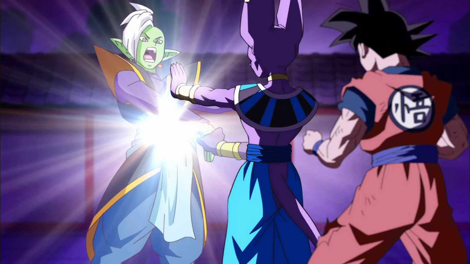 Beerus uses the Hakai on Zamasu