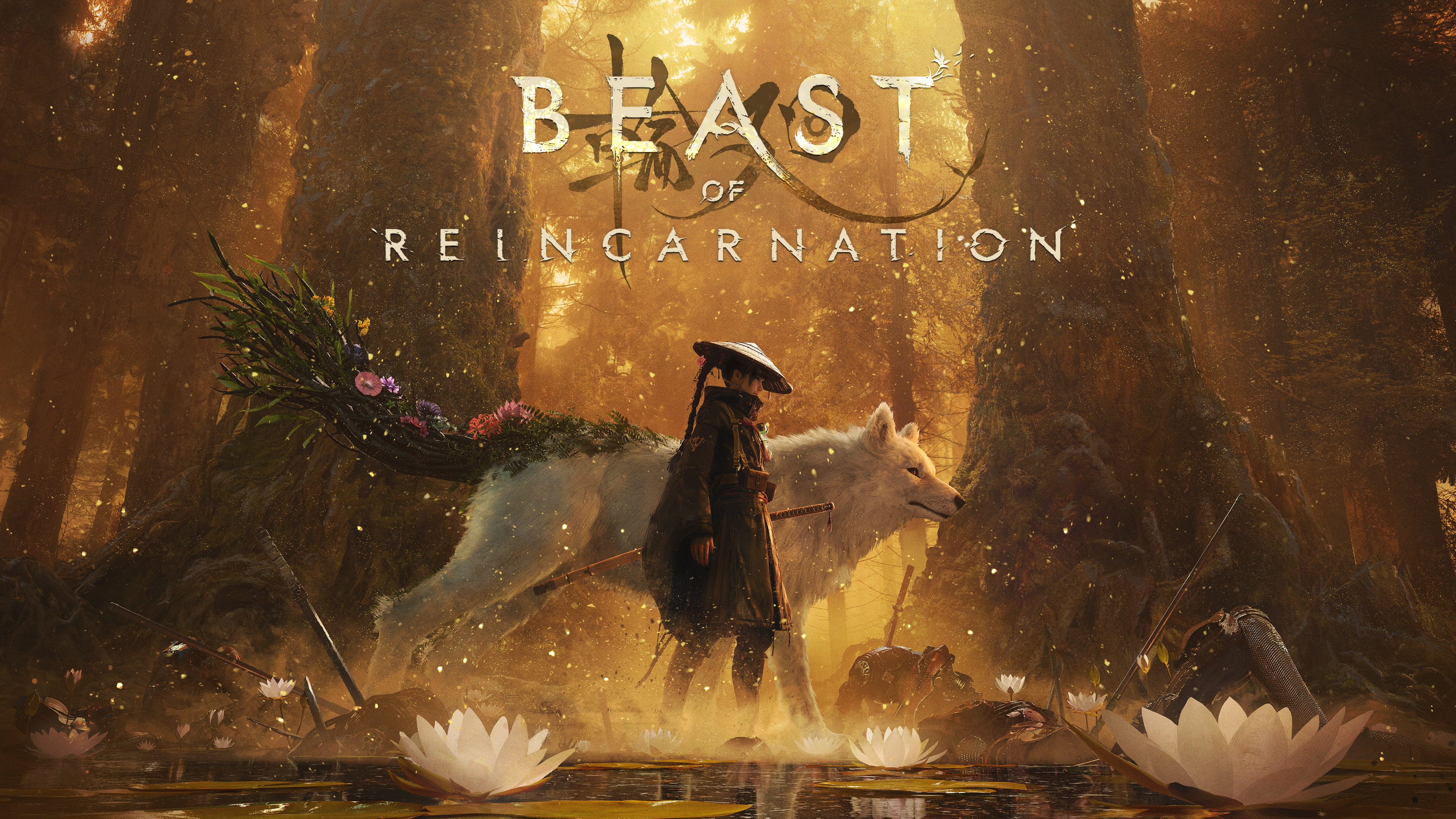Key art for Beast of Reincarnation featuring Emma and Koo walking in a Blighted Forest