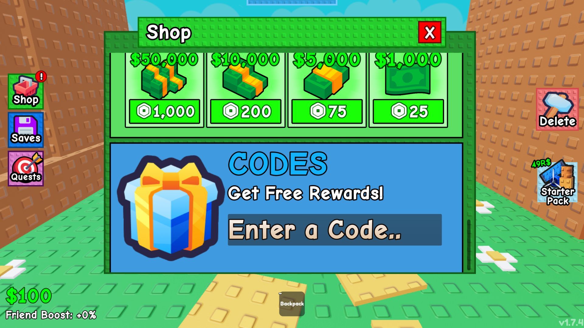Build A Plane the codes tab