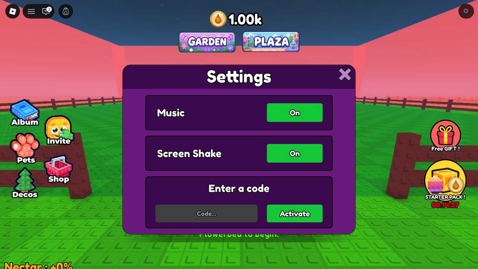 Build your butterfly garden on the codes tab