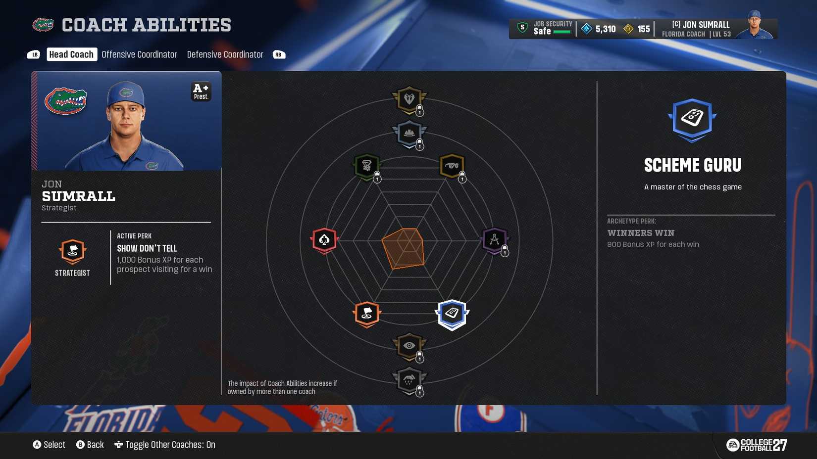 Best Coach Abilities in College Football 27