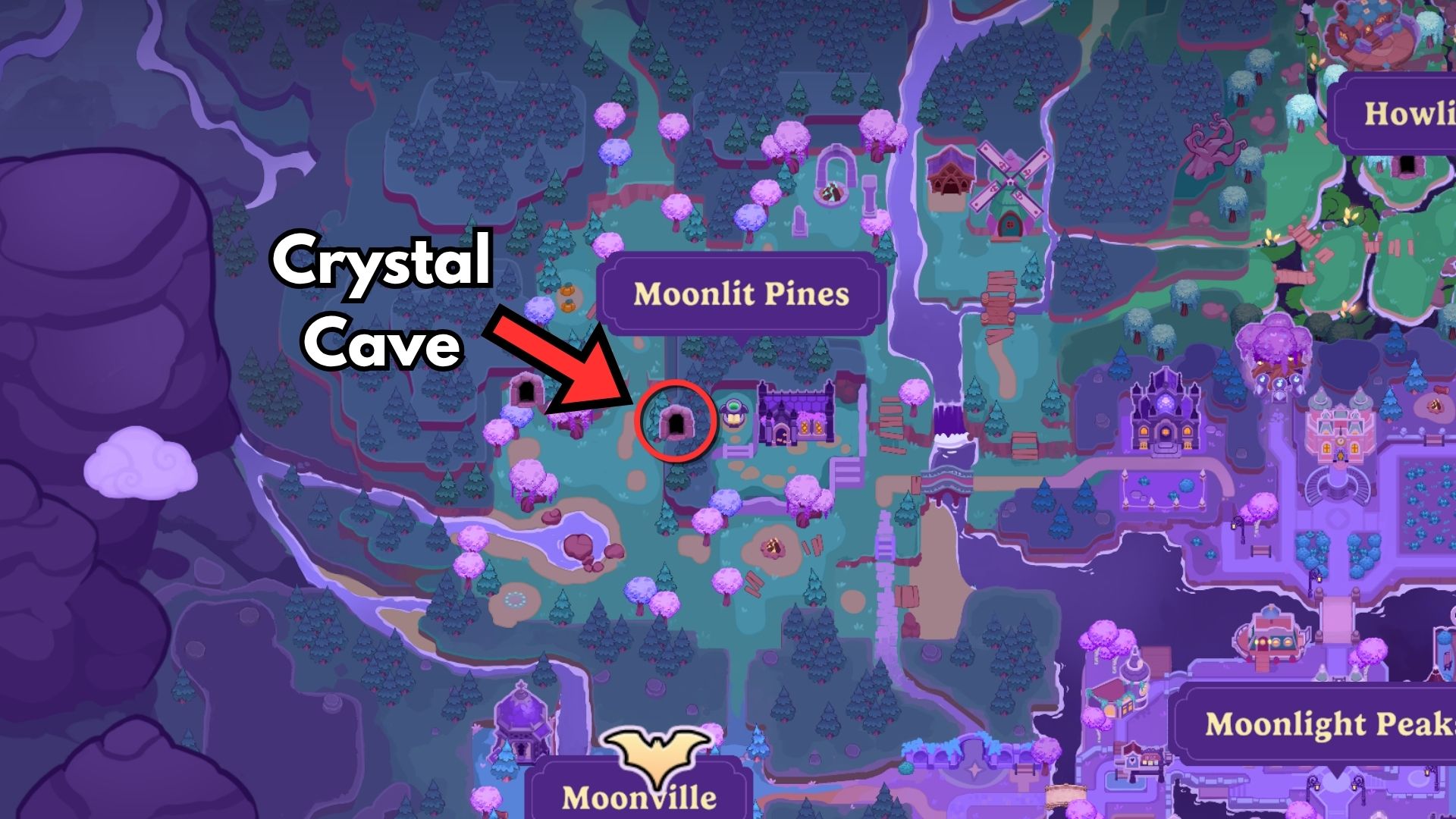 crystal cave entrance moonlight peaks rose quartz location