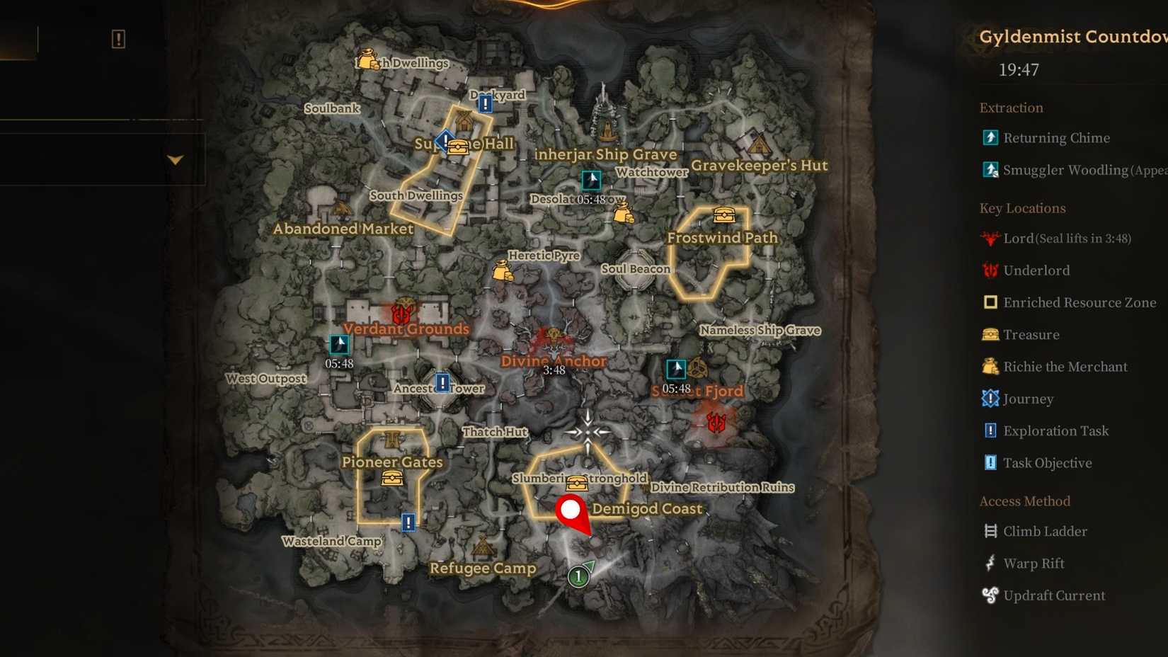 Demigod Coast Key Loot Room Location Mistfall Hunter