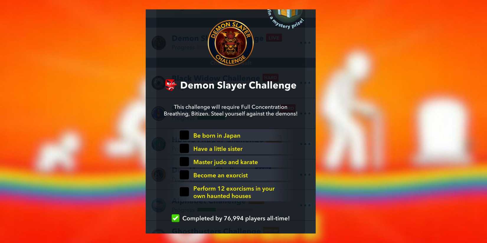 demon slayer challenge bitlife