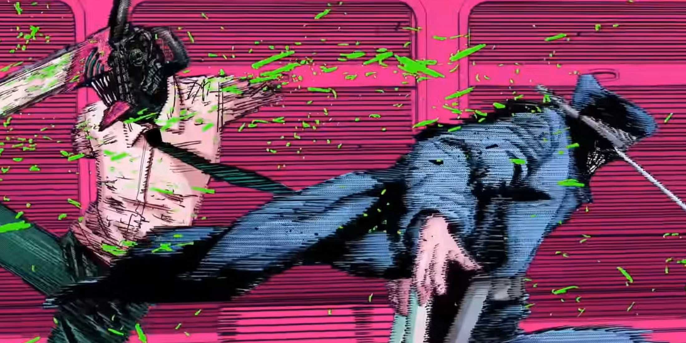 Denji cuts Katana Man by turning his legs into chainsaws.