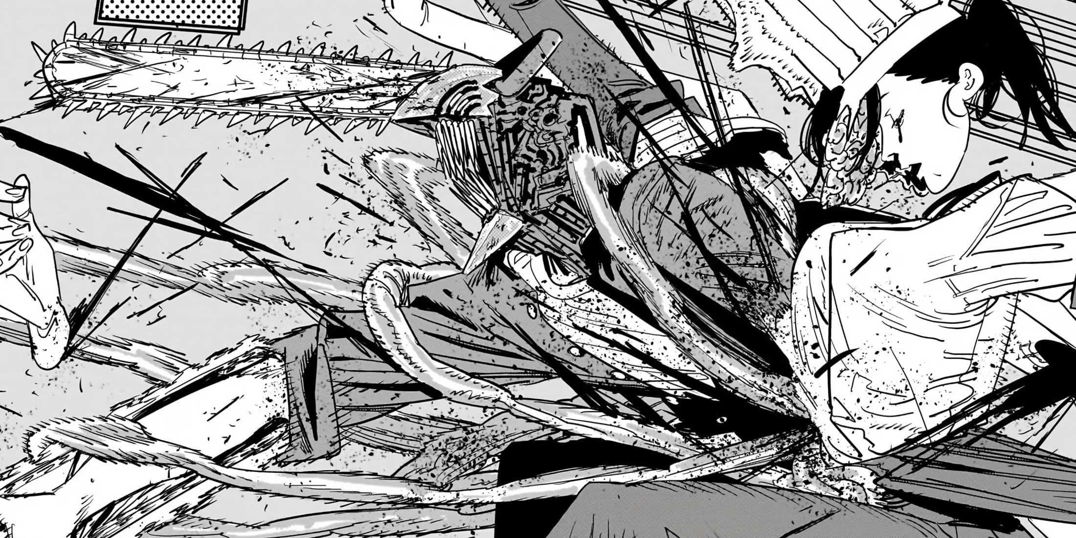 Denji cuts the Falling Devil after freeing himself from her spell.